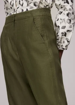Khaki Linen Barrel Leg Trouser