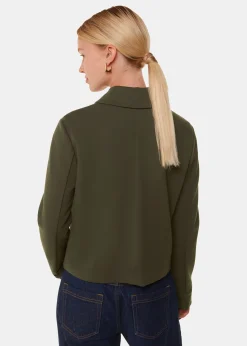 Khaki Marla Ponte Zip Through Jacket