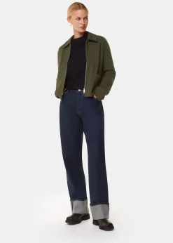 Khaki Marla Ponte Zip Through Jacket