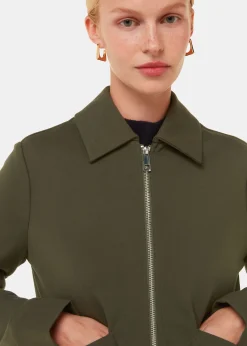 Khaki Marla Ponte Zip Through Jacket
