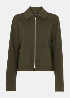 Khaki Marla Ponte Zip Through Jacket