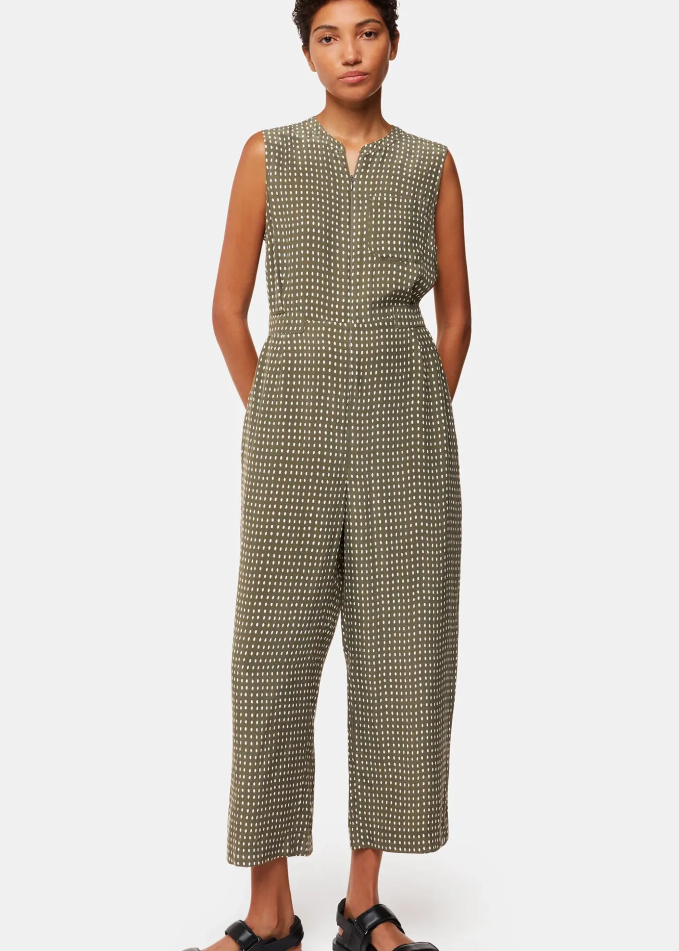 Khaki Oval Spot Josie Jumpsuit