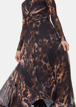 Leopard Print Misty Leopard Mesh Dress