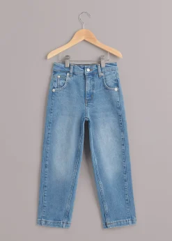 Light Wash Stretch Barrel Leg Jean