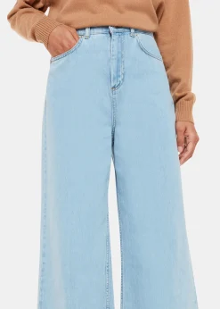 Light Wash Wide Leg Cropped Jean