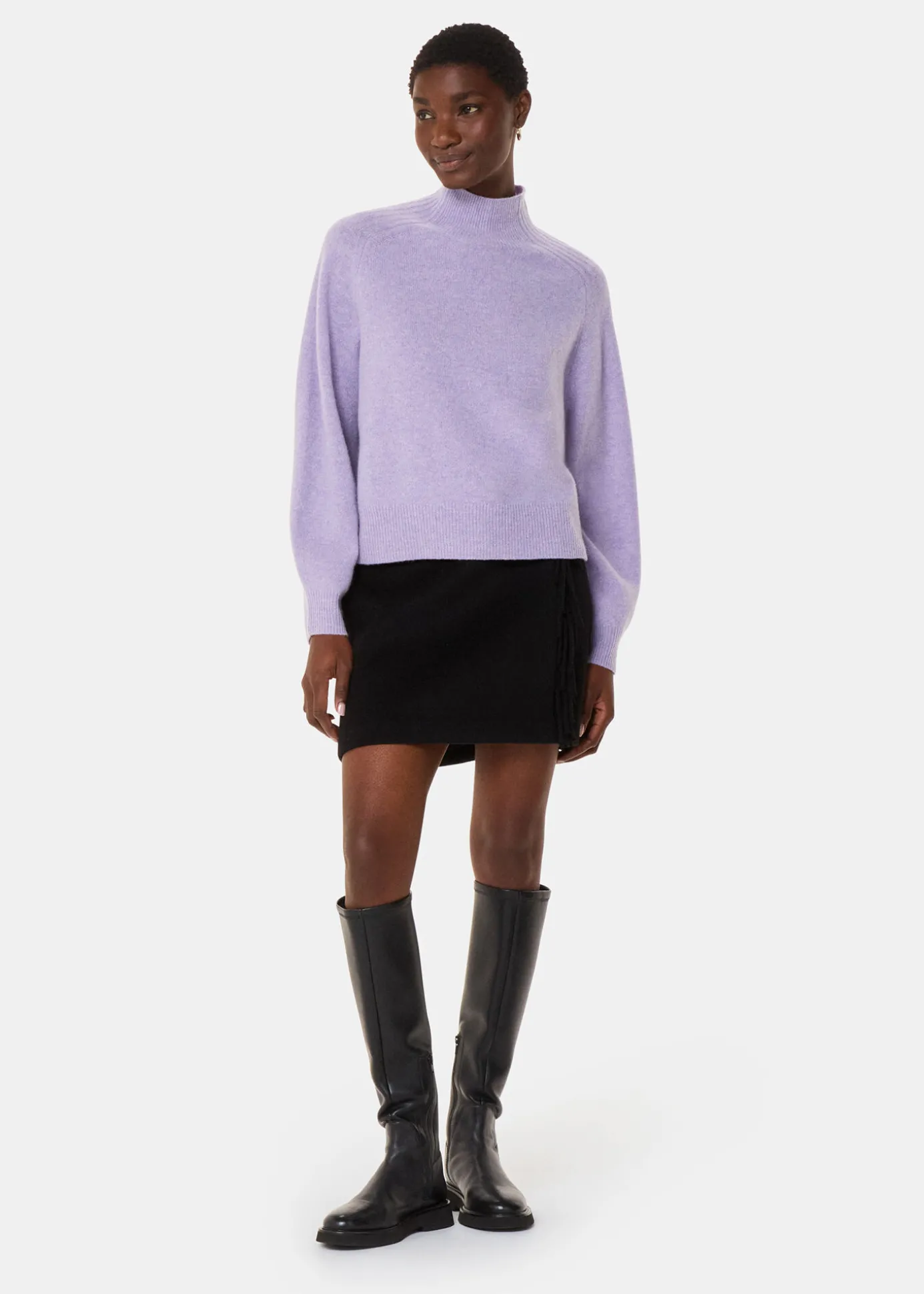 Lilac Wool Funnel Neck Knit