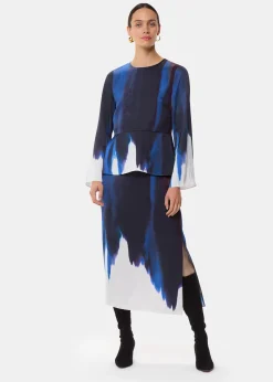 Multicolour Ice Dye Print Midi Skirt