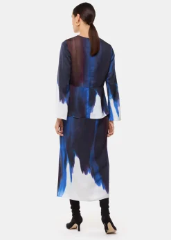 Multicolour Ice Dye Print Midi Skirt