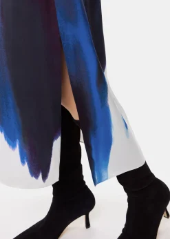 Multicolour Ice Dye Print Midi Skirt