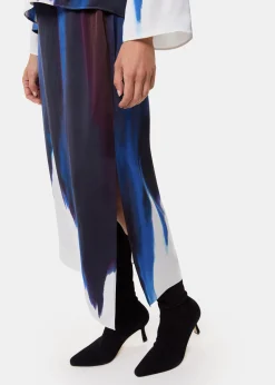 Multicolour Ice Dye Print Midi Skirt