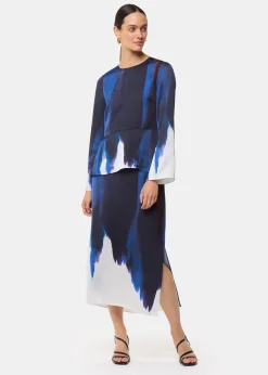 Multicolour Ice Dye Print Midi Skirt
