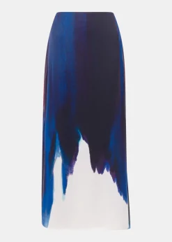 Multicolour Ice Dye Print Midi Skirt