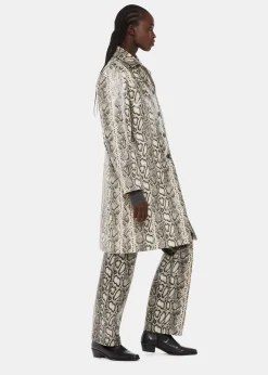 Multicolour Iyana Snake Print Leather Coat