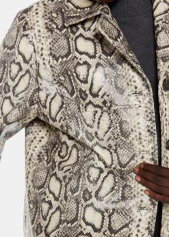 Multicolour Iyana Snake Print Leather Coat
