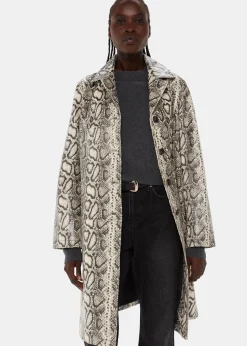 Multicolour Iyana Snake Print Leather Coat