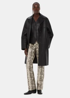 Multicolour Snake Print Leather Trousers