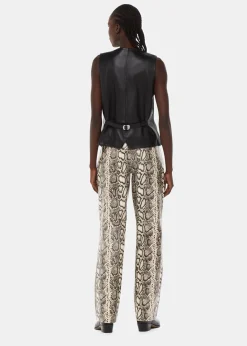 Multicolour Snake Print Leather Trousers