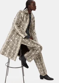 Multicolour Snake Print Leather Trousers
