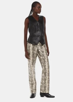 Multicolour Snake Print Leather Trousers