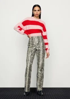 Multicolour Snake Print Leather Trousers