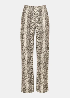 Multicolour Snake Print Leather Trousers