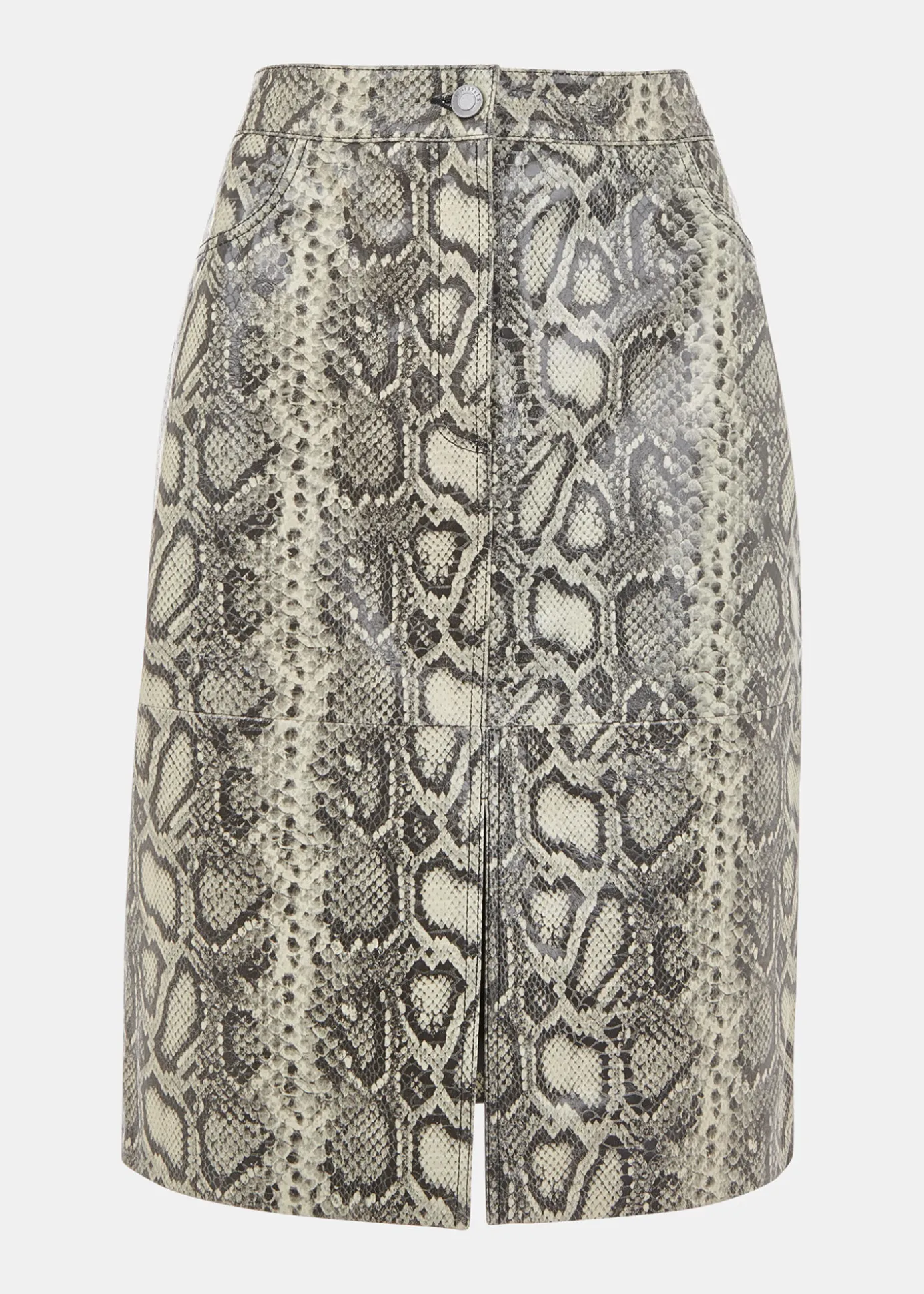 Multicolour Snake Skin Leather Midi Skirt