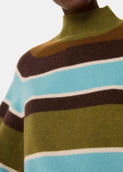 Multicolour Wool Stripe Funnel Neck Knit