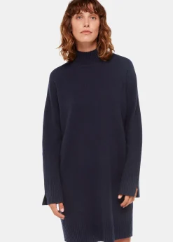 Navy Amelia Wool Knitted Dress