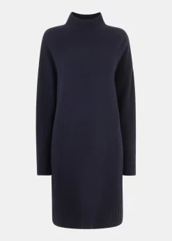 Navy Amelia Wool Knitted Dress