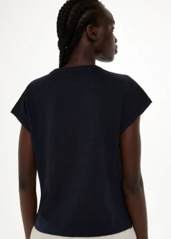 Navy Aubrie Button Through Top