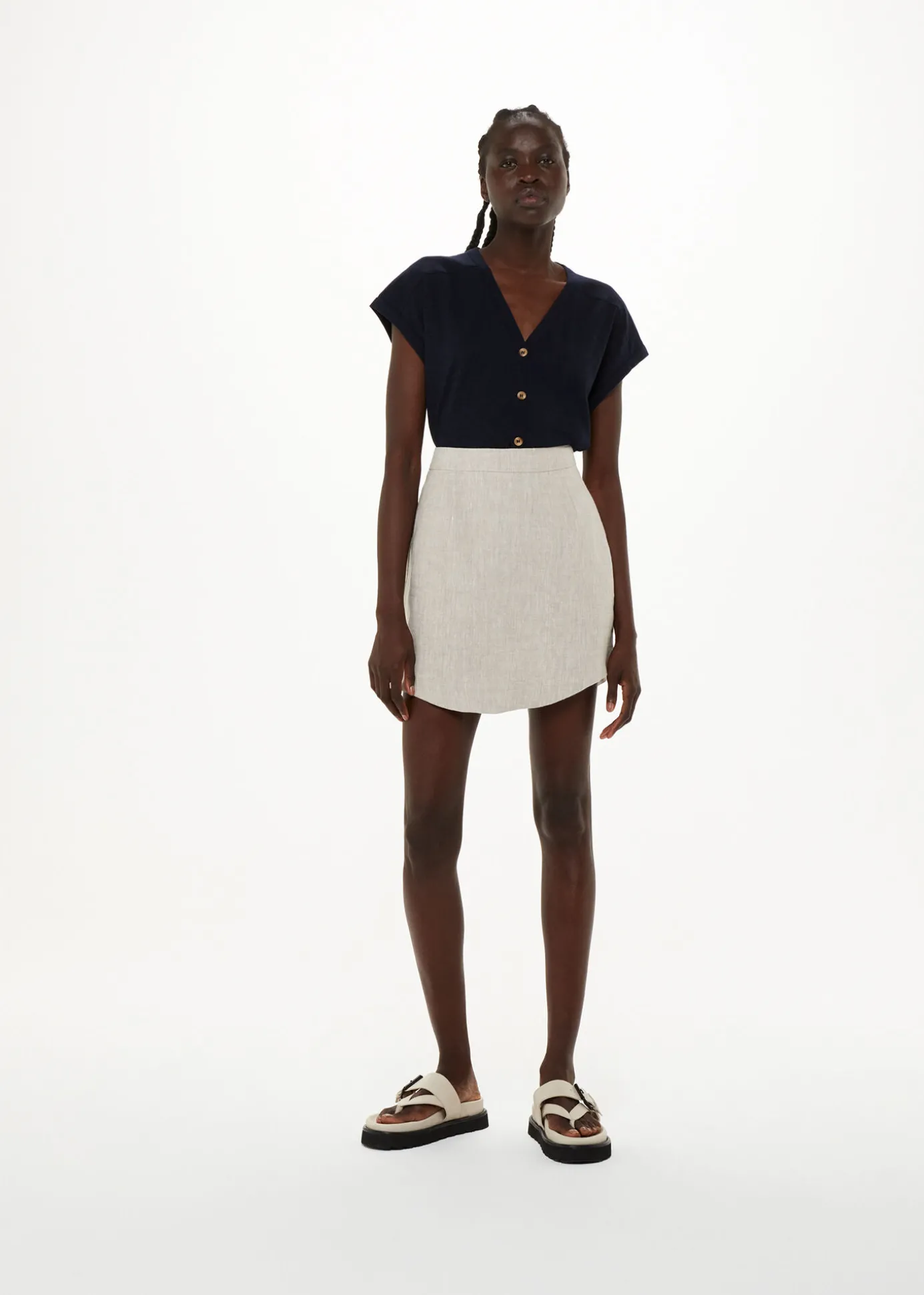 Navy Aubrie Button Through Top