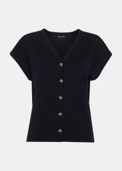 Navy Aubrie Button Through Top