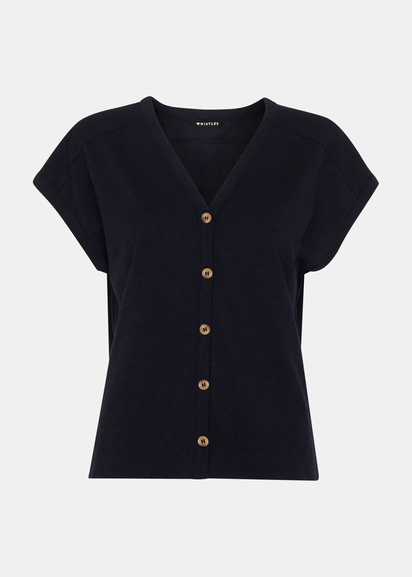 Navy Aubrie Button Through Top