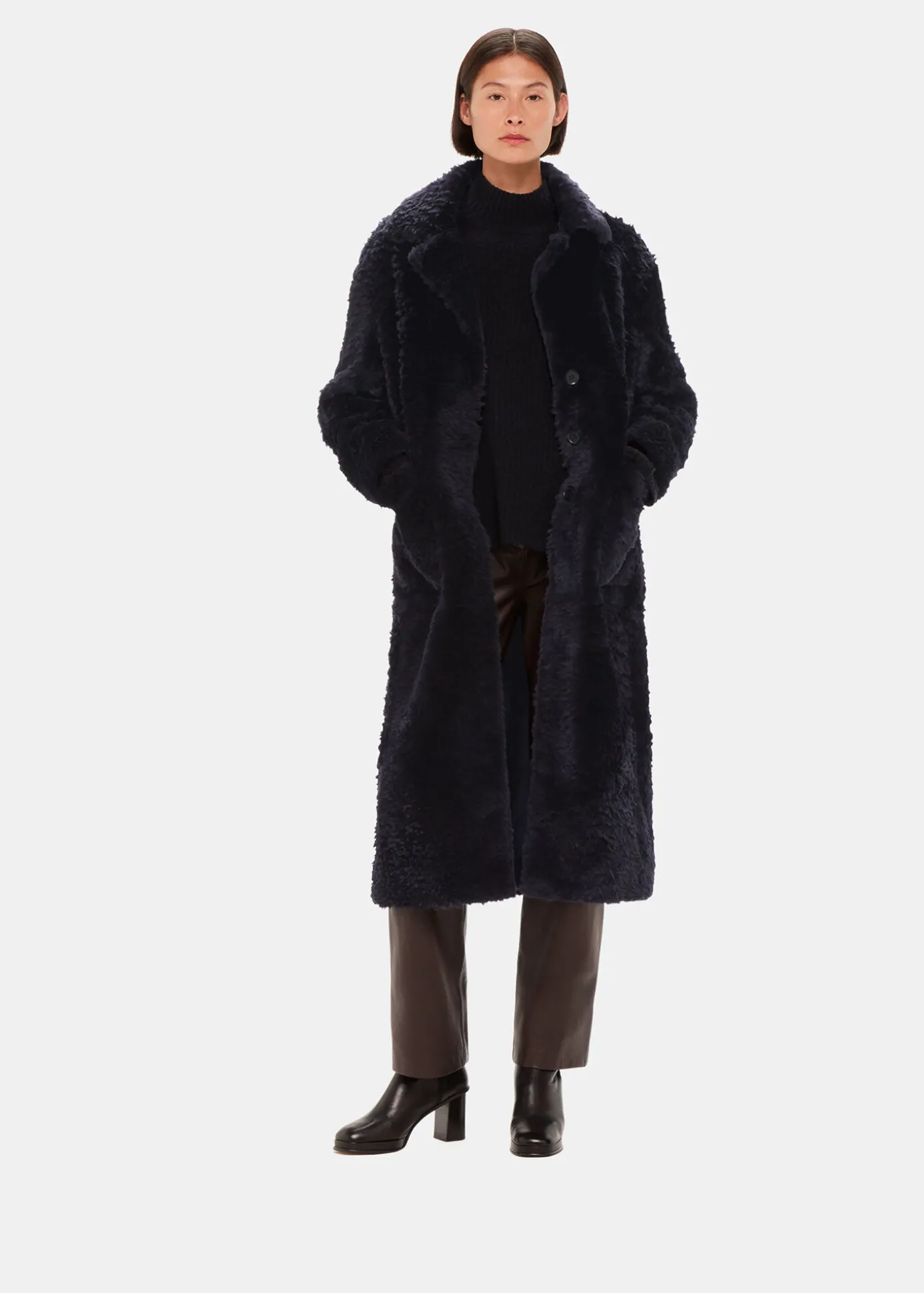 Navy Camille Shearling Coat