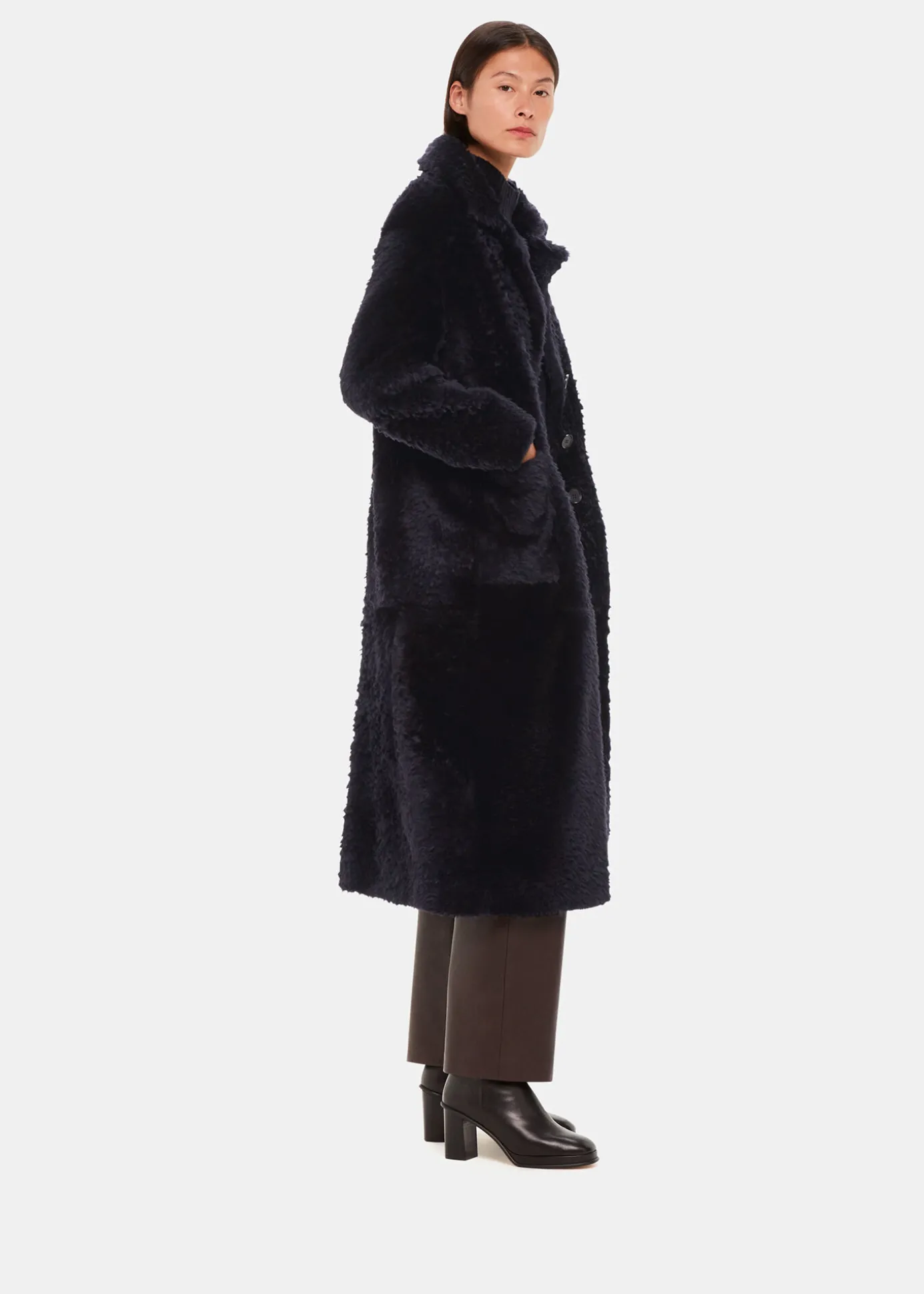 Navy Camille Shearling Coat