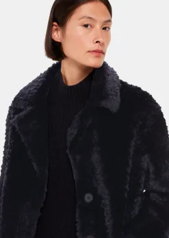 Navy Camille Shearling Coat