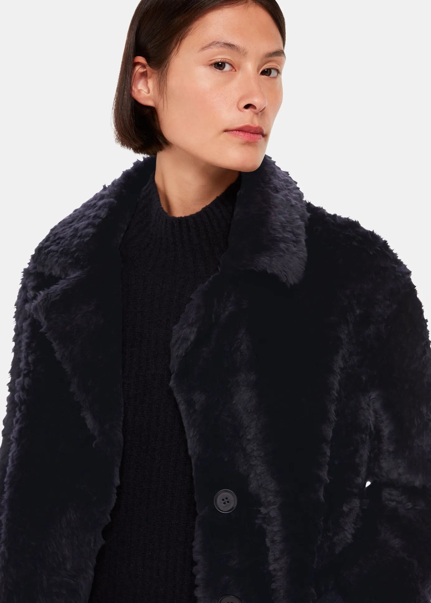 Navy Camille Shearling Coat