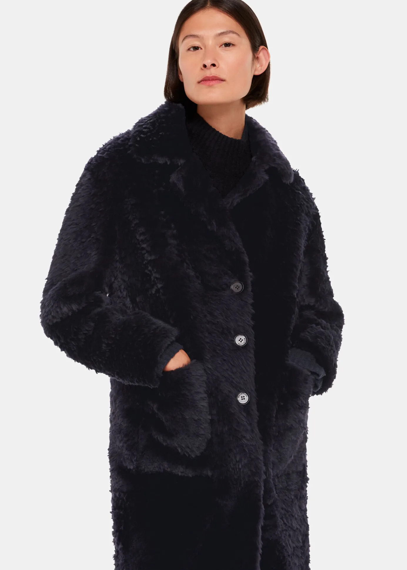 Navy Camille Shearling Coat
