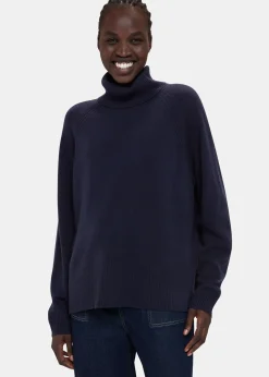 Navy Cashmere Roll Neck
