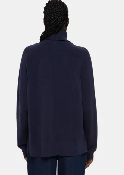 Navy Cashmere Roll Neck