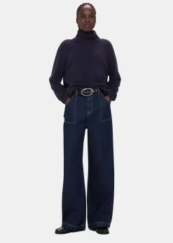 Navy Cashmere Roll Neck