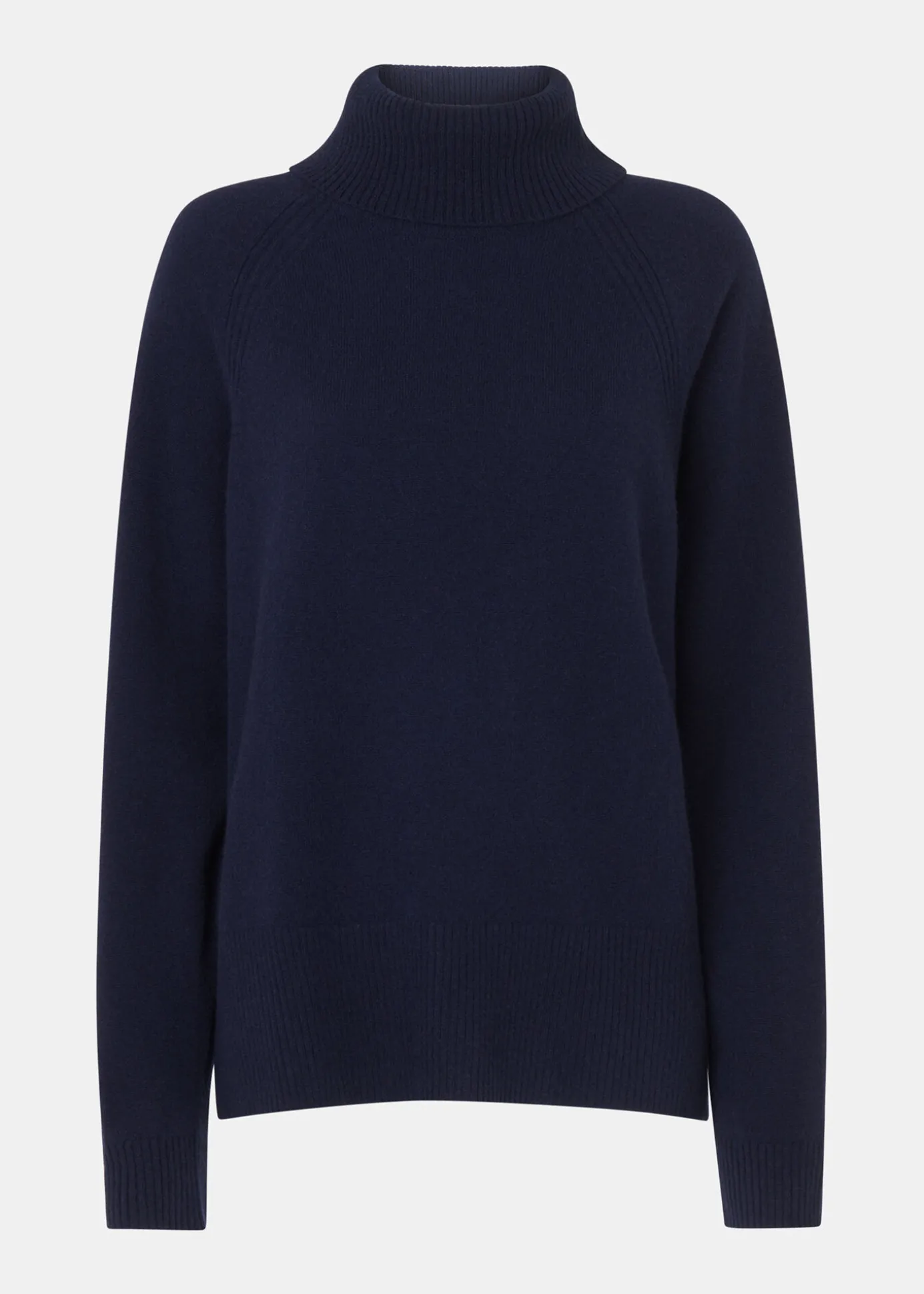 Navy Cashmere Roll Neck
