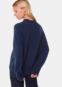 Navy Cashmere V Neck Knit
