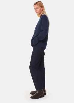 Navy Cashmere V Neck Knit