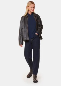 Navy Cashmere V Neck Knit