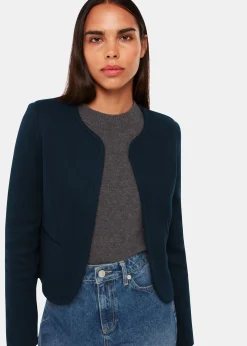 Navy Collarless Jersey Jacket
