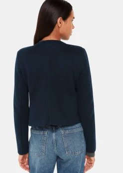 Navy Collarless Jersey Jacket