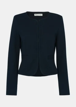 Navy Collarless Jersey Jacket