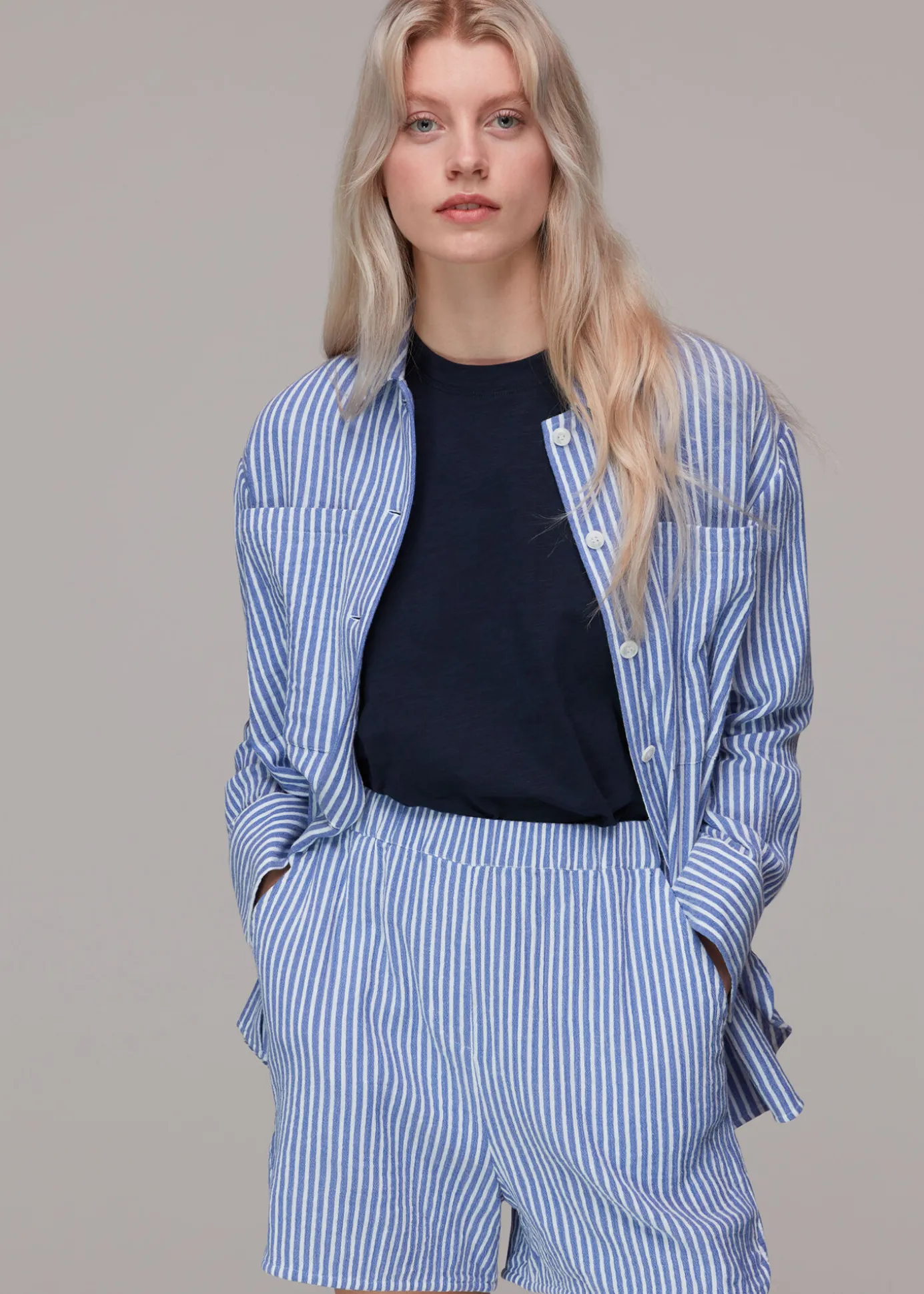 Navy Cotton Frill Sleeve T Shirt