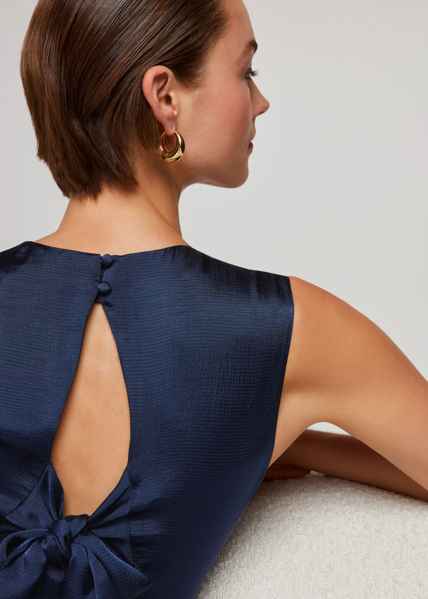 Navy Cowl Neck Satin Maxi Dress